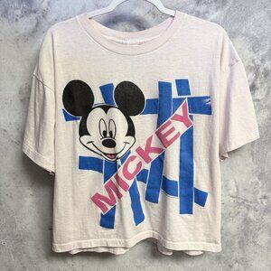 Vintage 90s Mickey Mouse Crop Top T Shirt Womens One Size Fits All